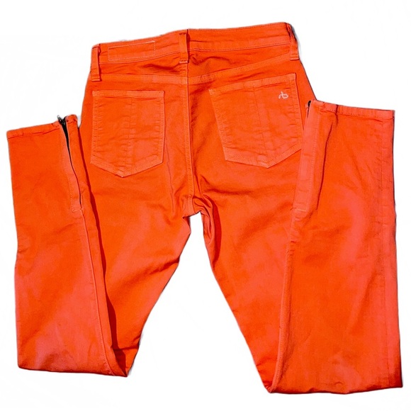 Sz 25 Rag & Bone for Intermix Capri Jeans Pants Bright Orange Zipper at Ankles - Picture 4 of 7